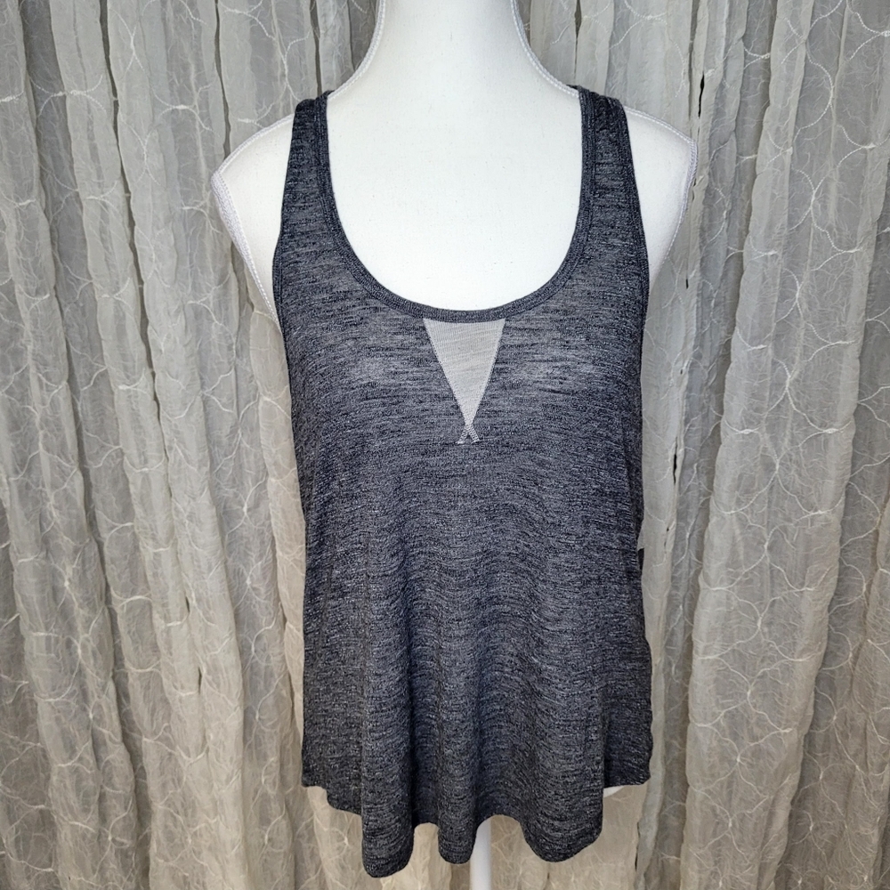 Aeropostale Live Love Dream Grey Racer Back Light Gray Stripe Tank Top L